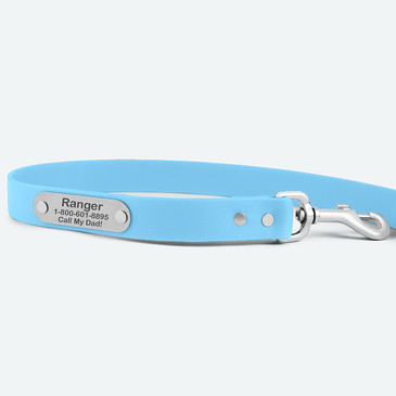 Optional personalized name plate on waterproof dog leash